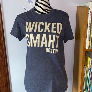 “Wicked Smaht” Boston blue T-shirt size Small